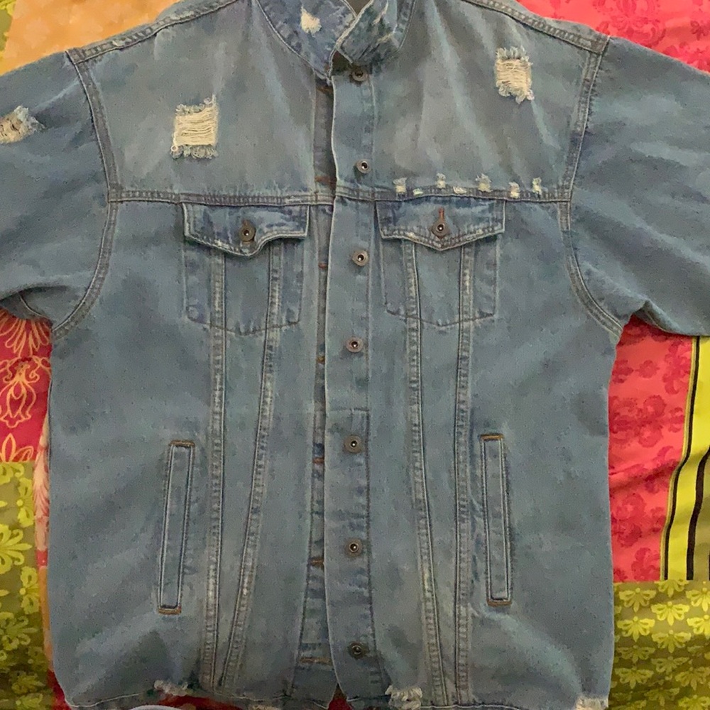 Oversized Distressed Denim Jacket